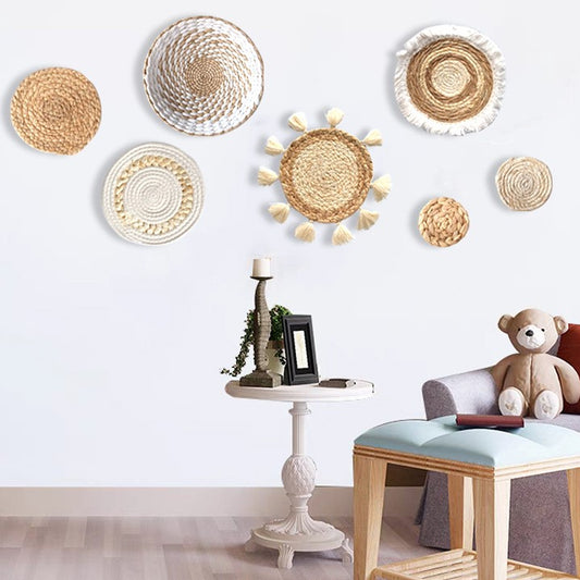 Bohemian Woven Wall Basket Round Wall Art for Farmhouse Y22