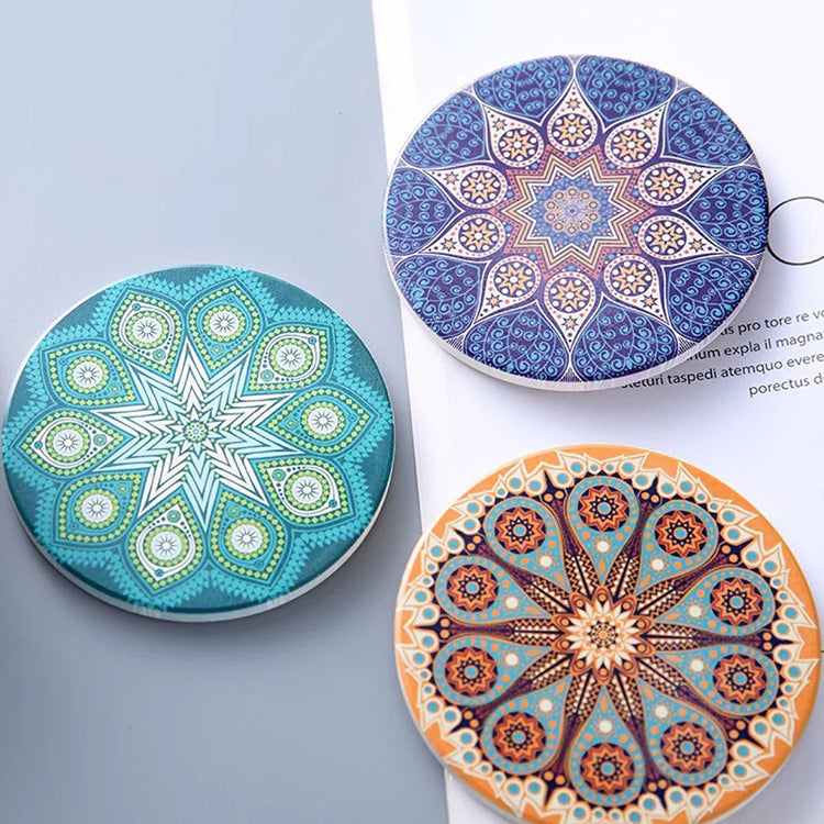 Mandala Round Ceramic Absorbent Coaster Y21