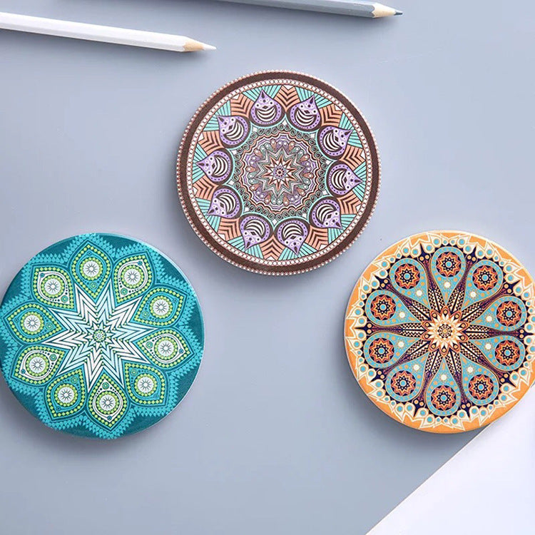 Mandala Round Ceramic Absorbent Coaster Y21