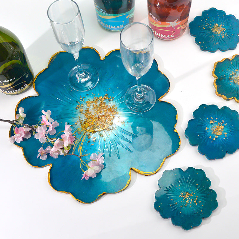 Moules créatifs en résine pour dessous de verre à fleurs, en silicone, pour tasses, Y25
