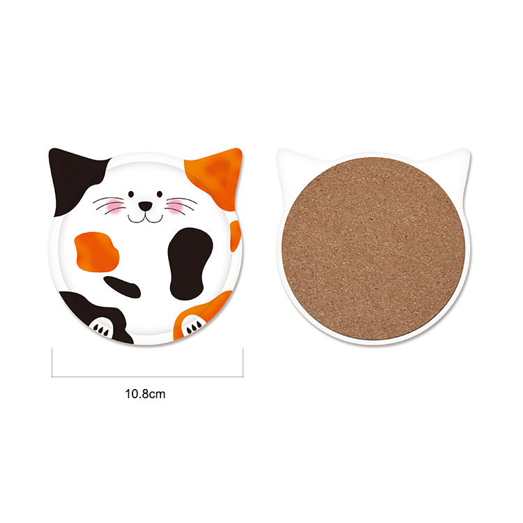 Cute Cats Heat Insulation Absorbent Cork Cup Ceramic Coasters Y23
