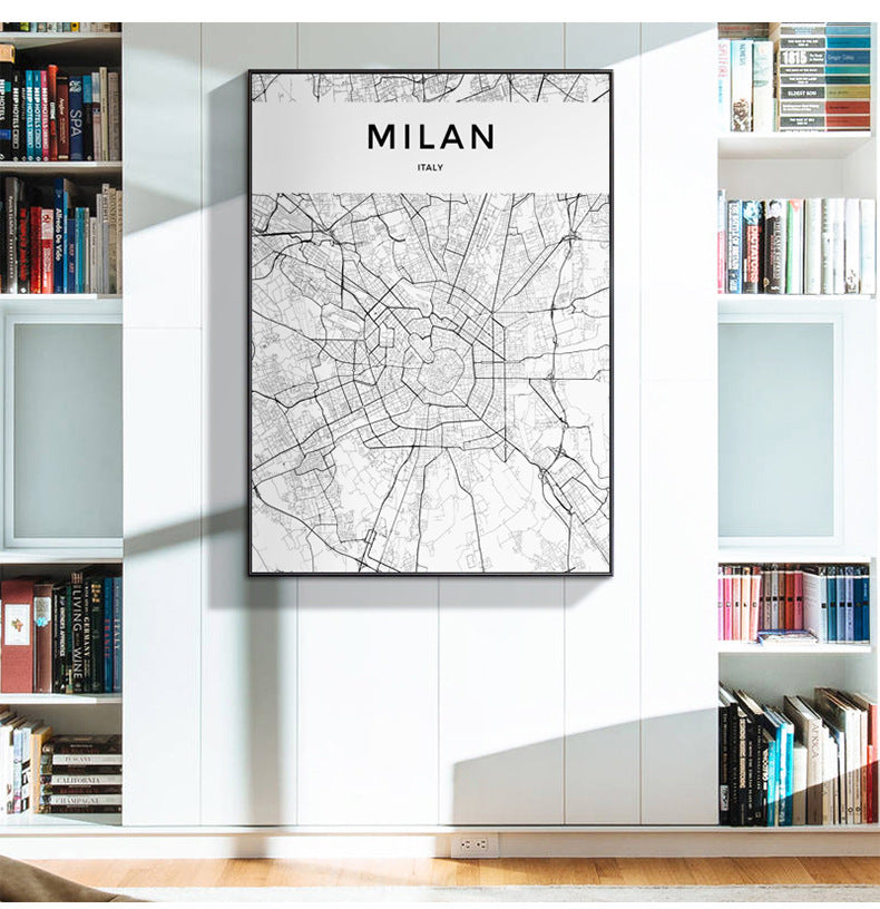 Nordic Art Map Decorative Painting Map Photo Frame Wall Art Y16