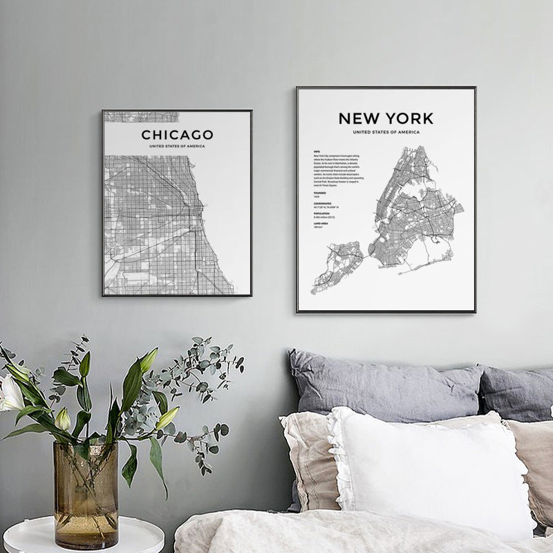 Nordic Art Map Decorative Painting Map Photo Frame Wall Art Y16