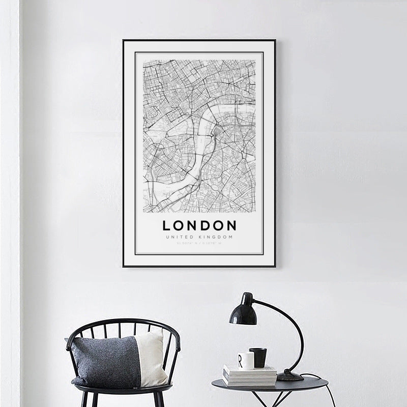 Nordic Art Map Decorative Painting Map Photo Frame Wall Art Y16