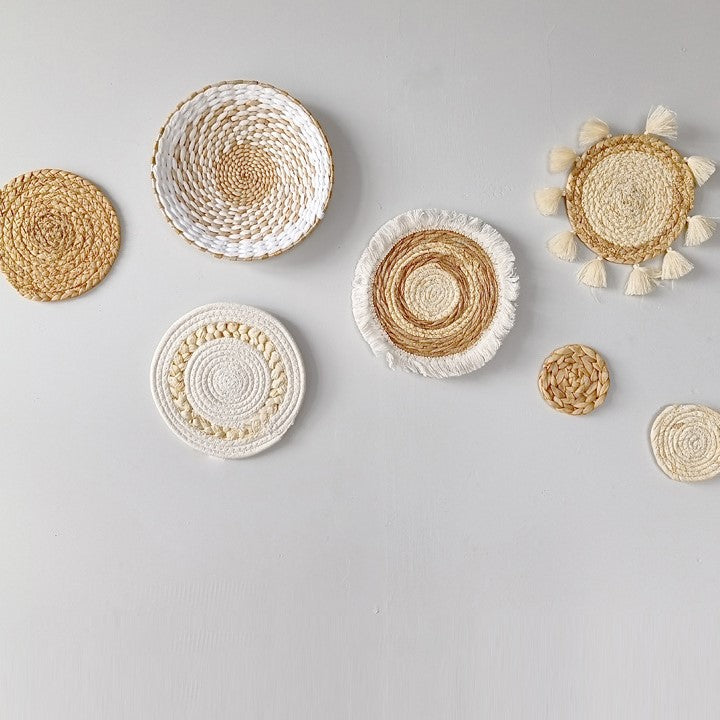 Panier mural tissé bohème rond pour décoration de ferme Y22