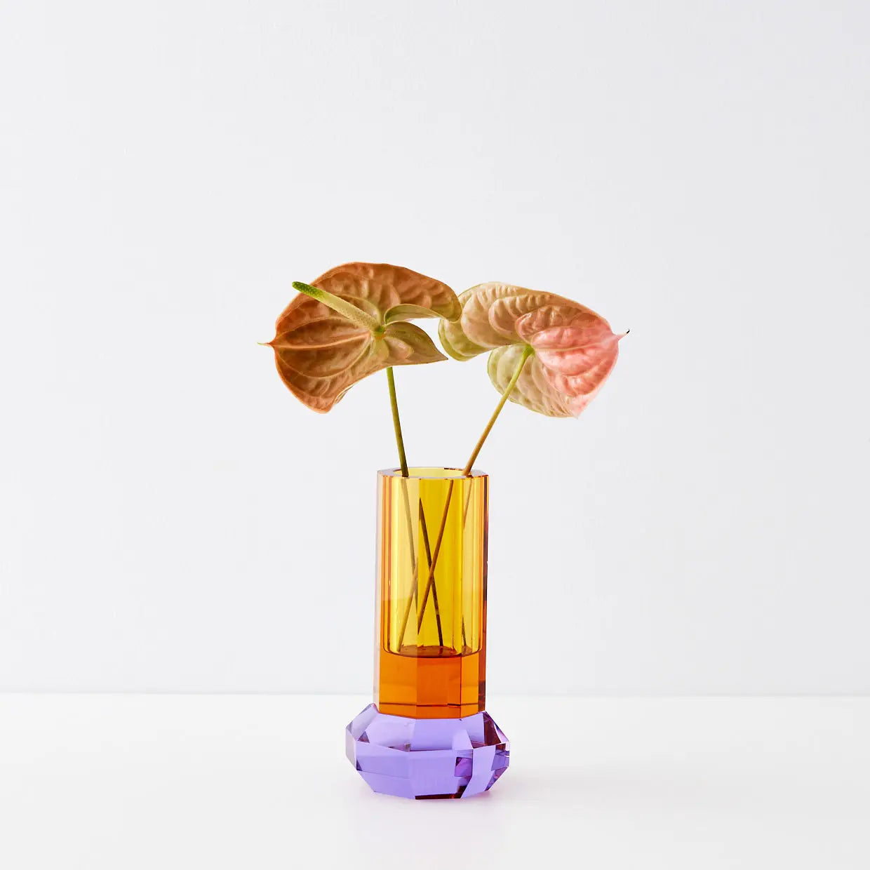 Cushion Crystal Cut Coloured Vase Amber