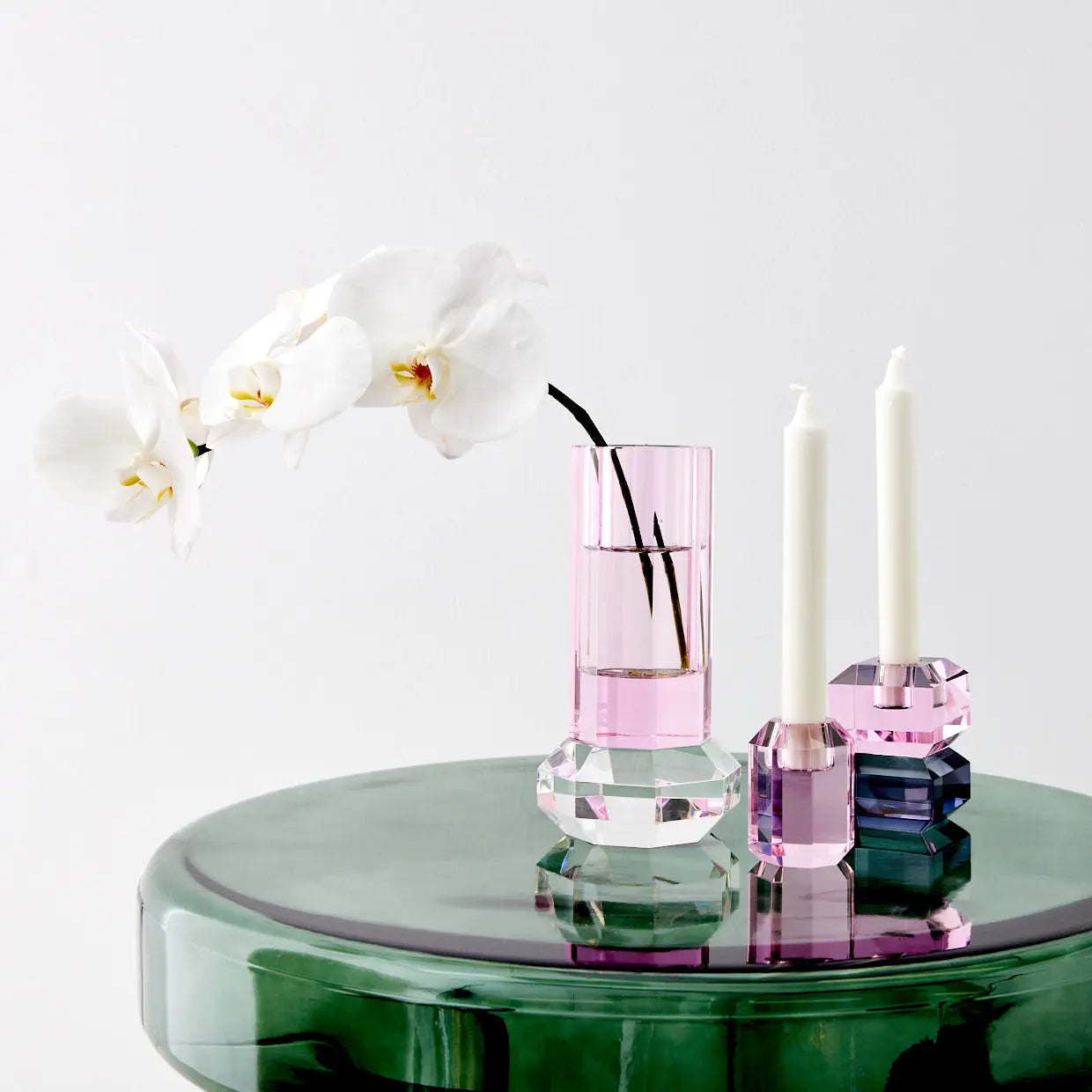 Cushion Crystal Cut Coloured Vase Pink