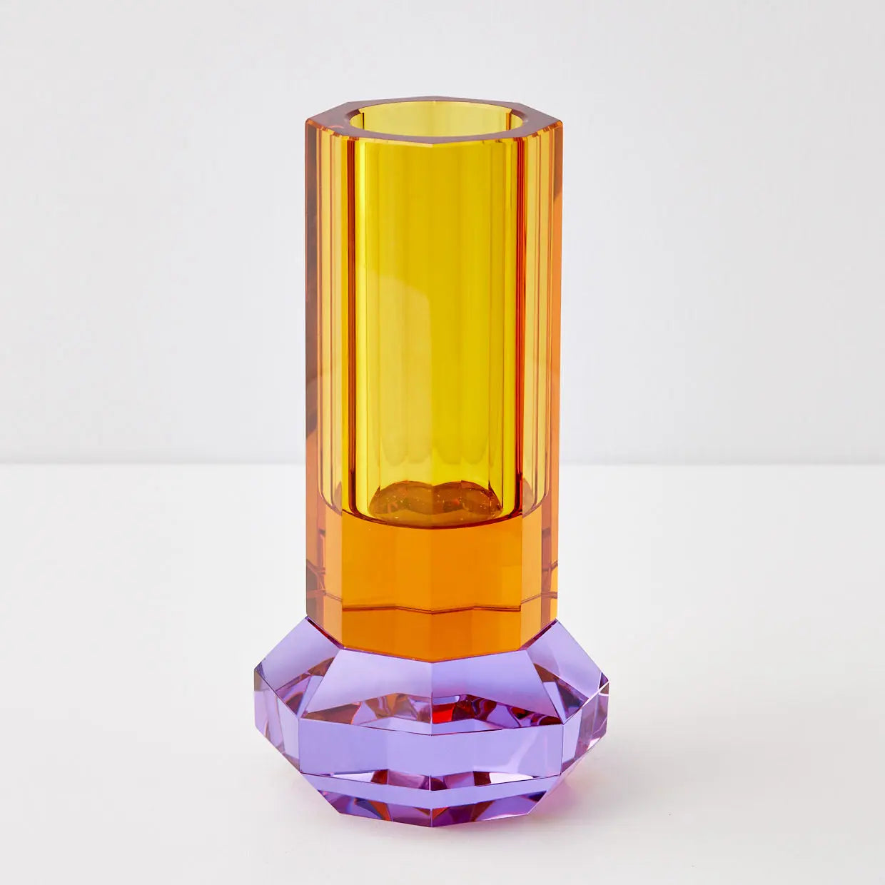 Cushion Crystal Cut Coloured Vase Amber