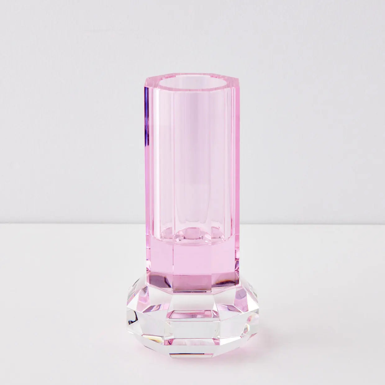 Cushion Crystal Cut Coloured Vase Pink