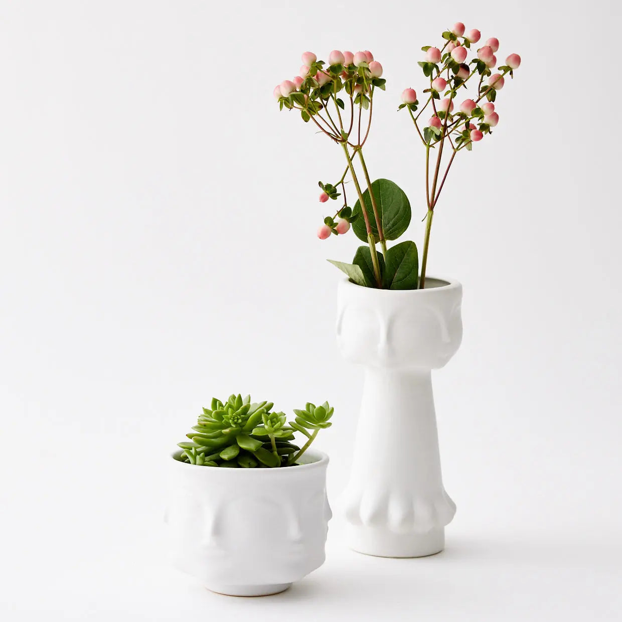 Gemelli Ceramic Plant Pot White