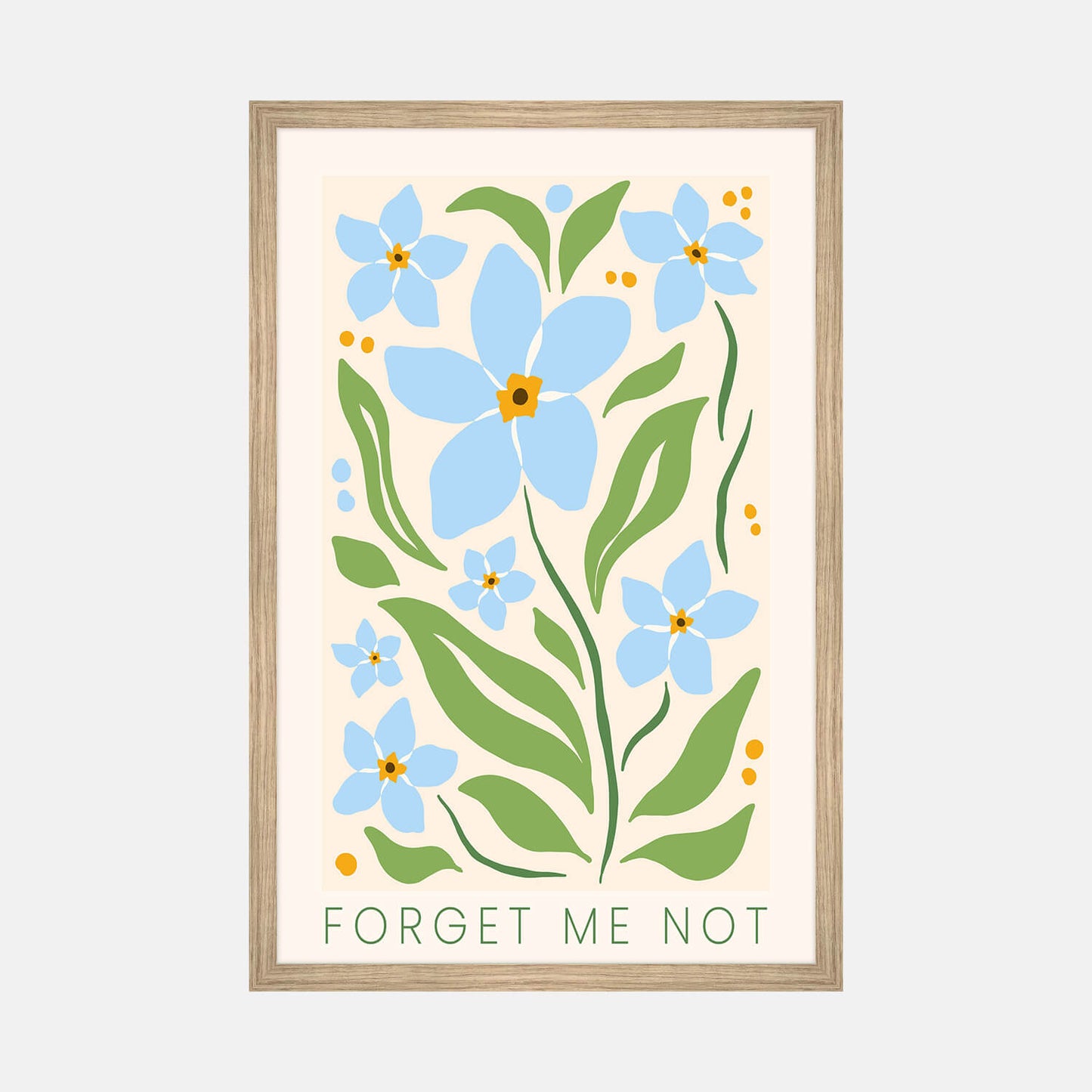 Art encadré de jolies fleurs bleues