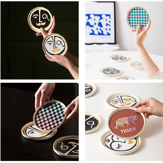 Nordic Ceramic Marseille Insulated Coasters Jewelry Dish Home Decor Storage & Display Y24