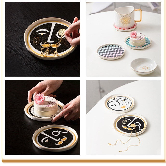 Nordic Ceramic Marseille Insulated Coasters Jewelry Dish Home Decor Storage & Display Y24