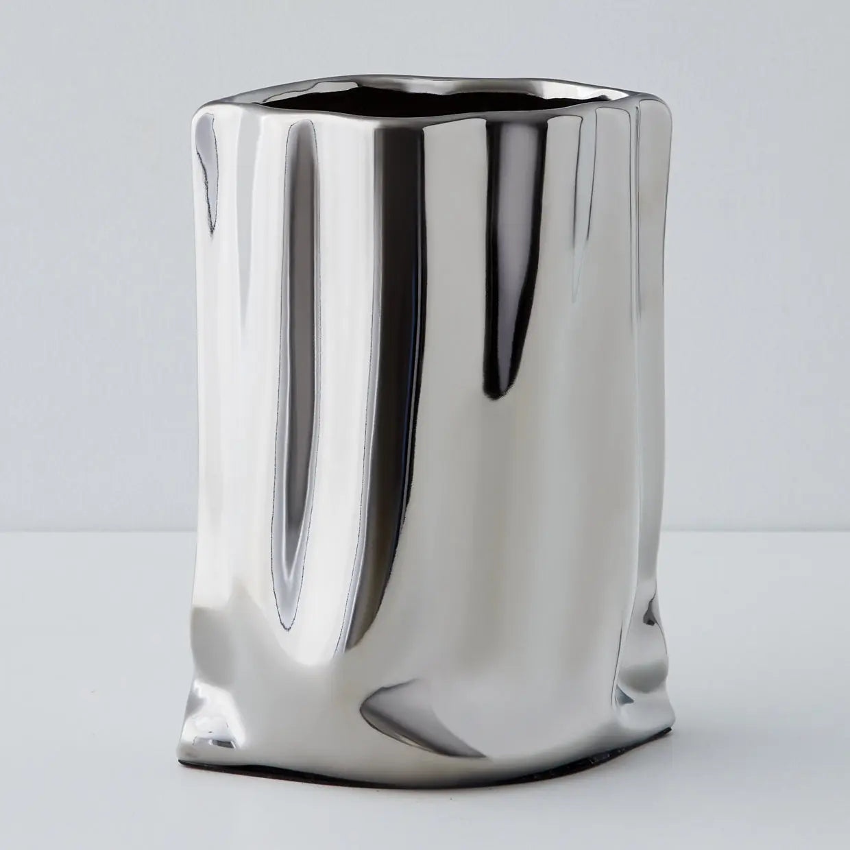 Vase en céramique métal mercure argent
