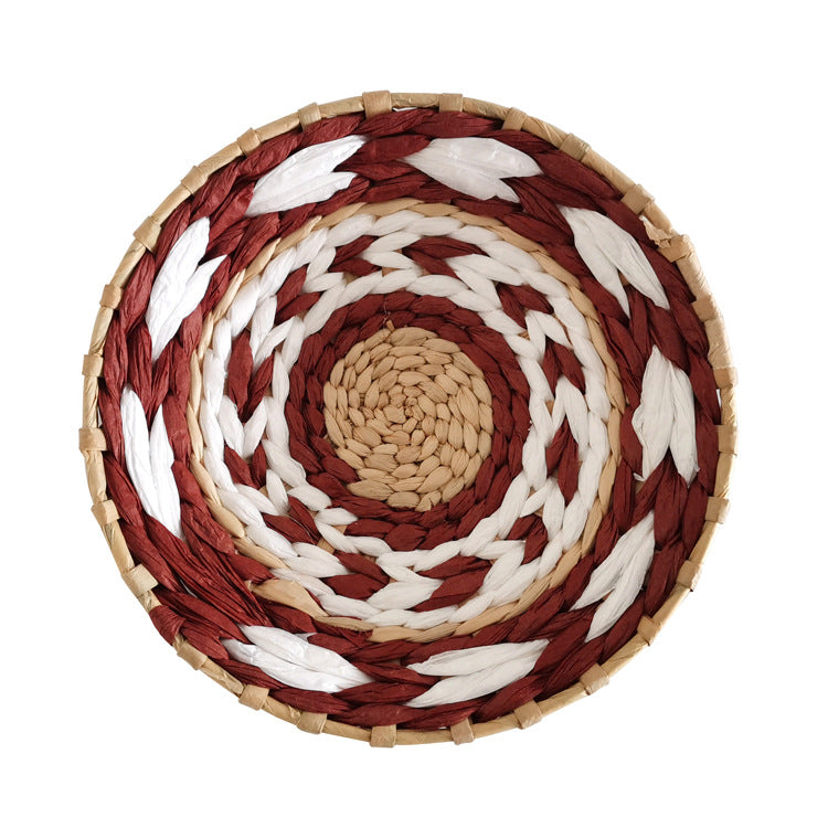 Décoration murale ronde en rotin de style marocain exotique Y20
