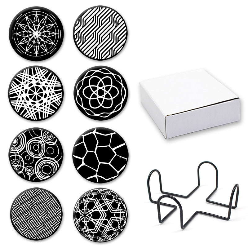 Sous-verres ronds antidérapants en silicone imprimés pour boissons, lot Y28