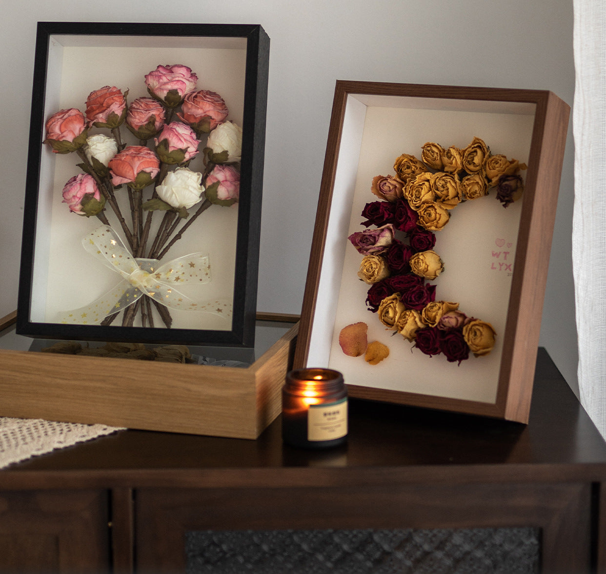 Cadre photo en fleurs séchées, cadre photo de table fait à la main, Y11
