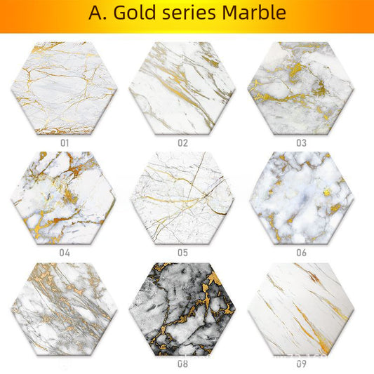 Marble Pattern Hexagonal Ceramic Absorbent Coasters With Holder Y19