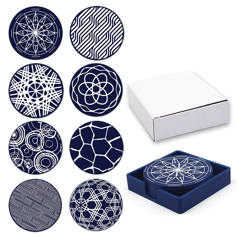 Sous-verres ronds antidérapants en silicone imprimés pour boissons, lot Y28