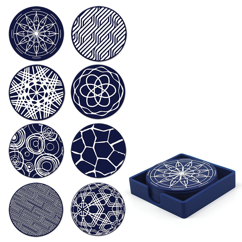 Sous-verres ronds antidérapants en silicone imprimés pour boissons, lot Y28