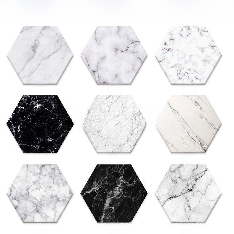 Marble Pattern Hexagonal Ceramic Absorbent Coasters With Holder Y19