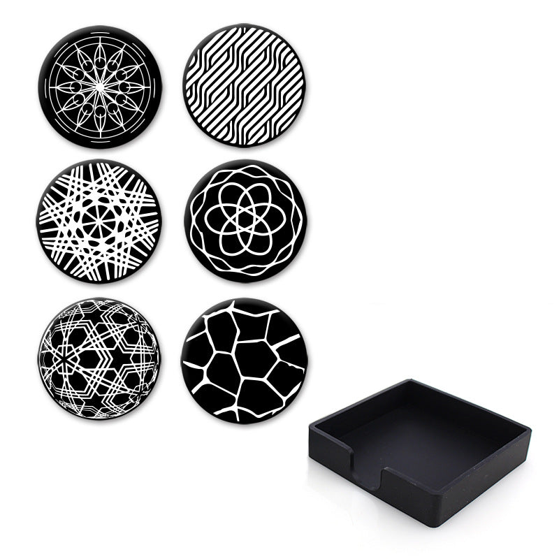 Sous-verres ronds antidérapants en silicone imprimés pour boissons, lot Y28