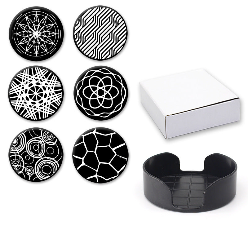 Sous-verres ronds antidérapants en silicone imprimés pour boissons, lot Y28