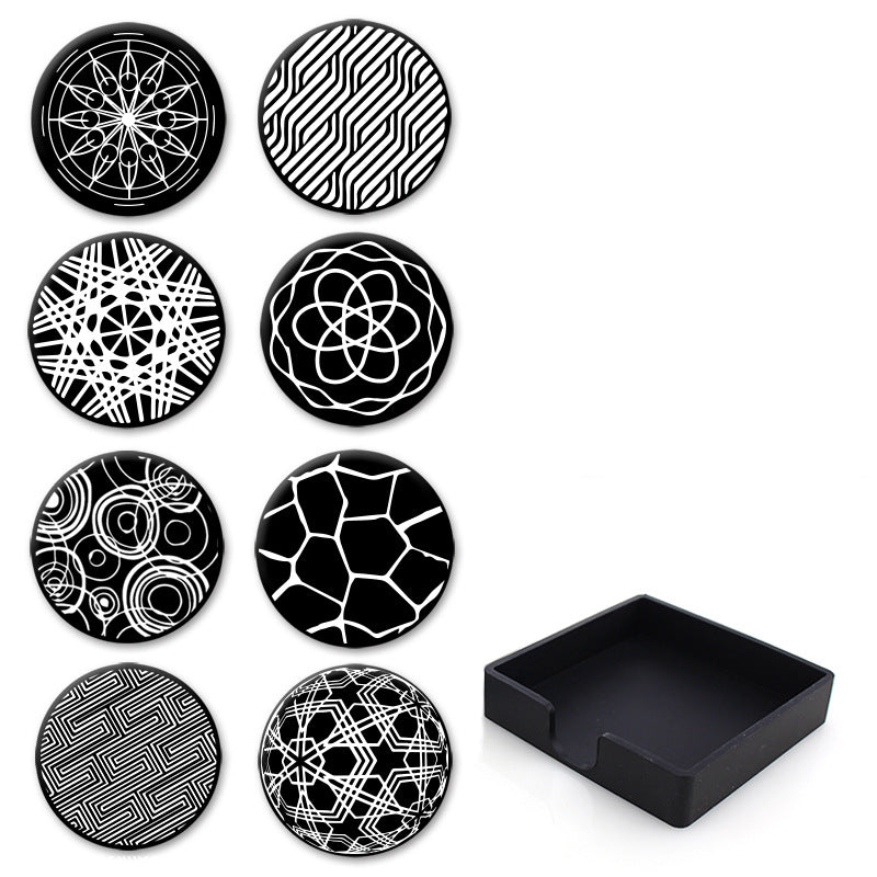 Sous-verres ronds antidérapants en silicone imprimés pour boissons, lot Y28