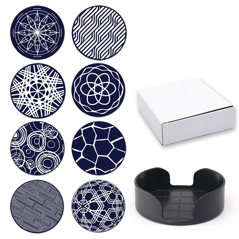 Sous-verres ronds antidérapants en silicone imprimés pour boissons, lot Y28