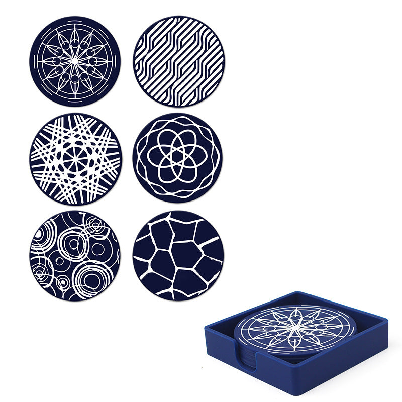 Sous-verres ronds antidérapants en silicone imprimés pour boissons, lot Y28