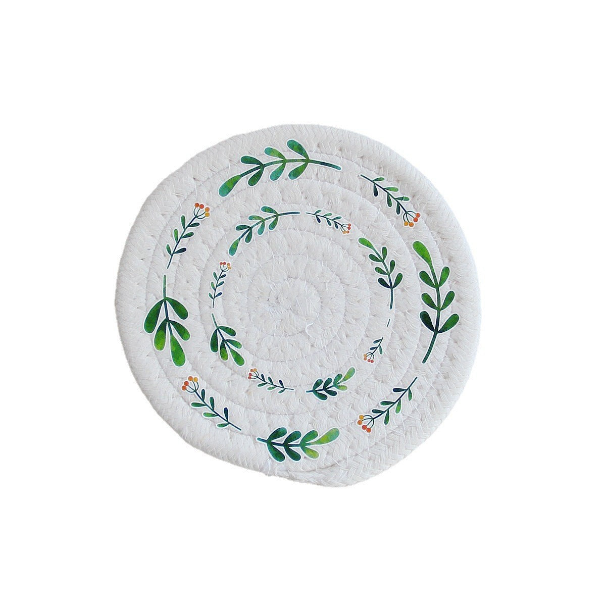 Nordic Strawberry Round Tea Coaster Handmade Woven Placemat Y40