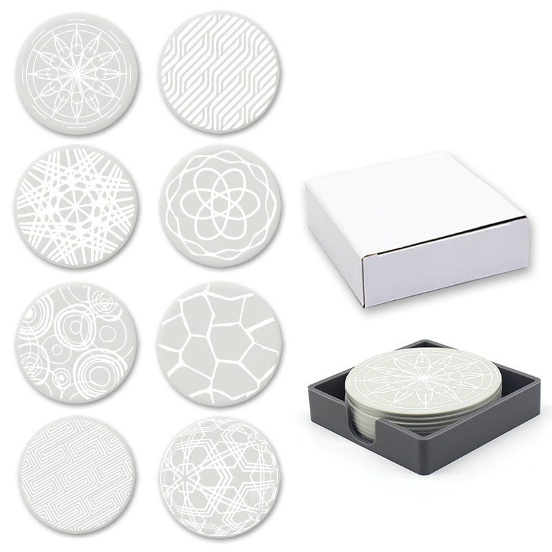 Sous-verres ronds antidérapants en silicone imprimés pour boissons, lot Y28