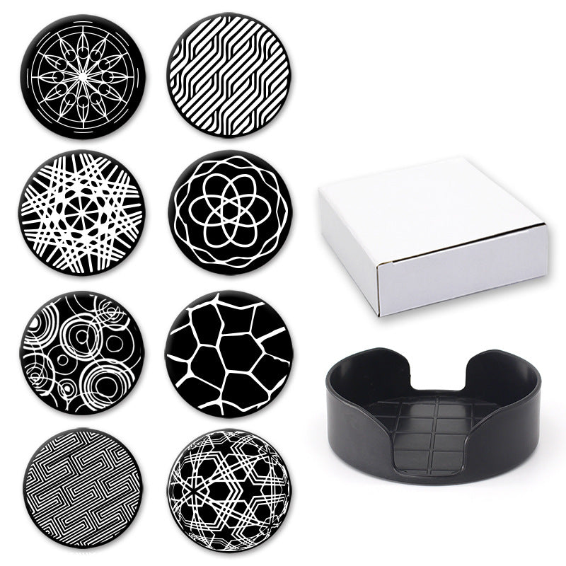 Sous-verres ronds antidérapants en silicone imprimés pour boissons, lot Y28