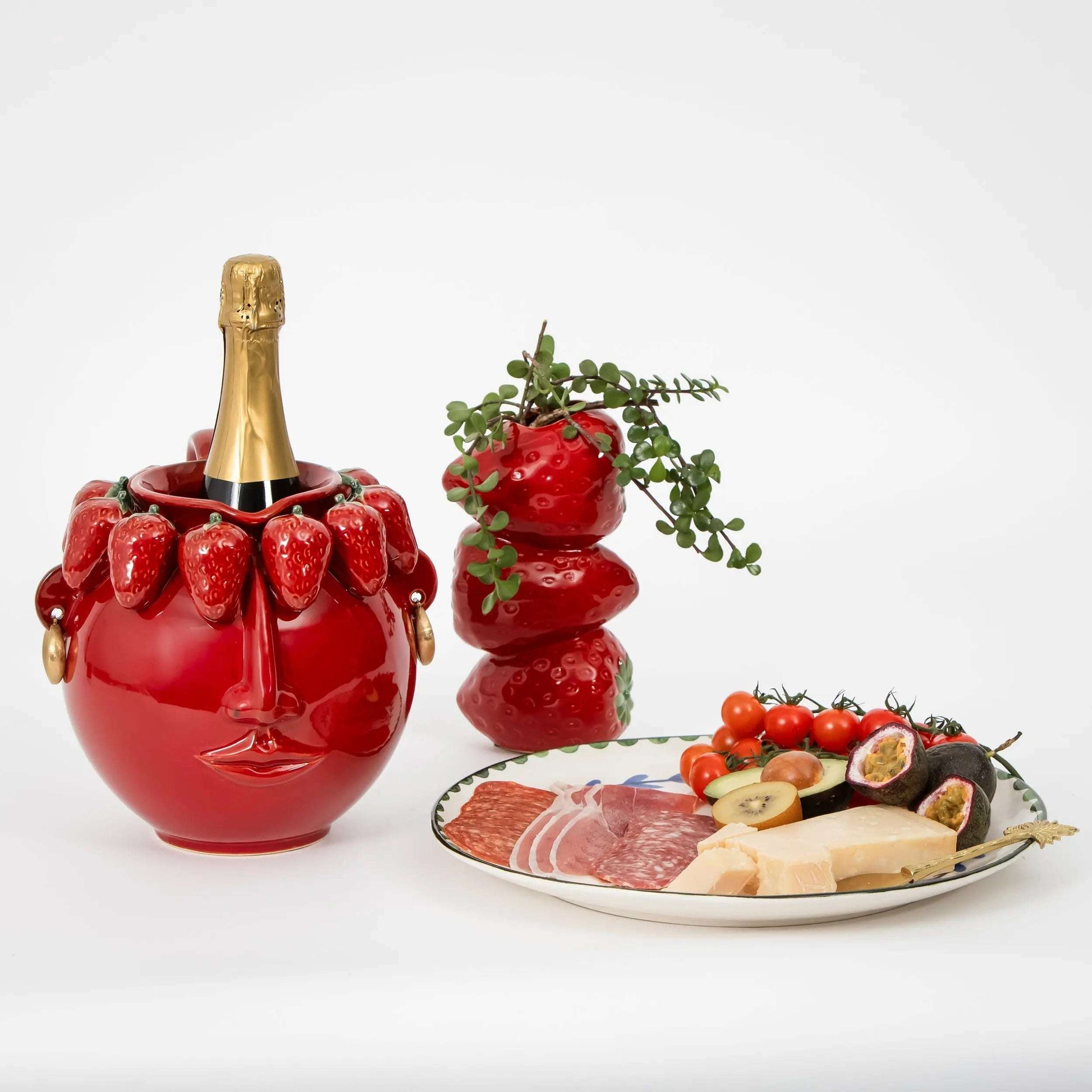 Stacked Strawberry Ceramic Vase