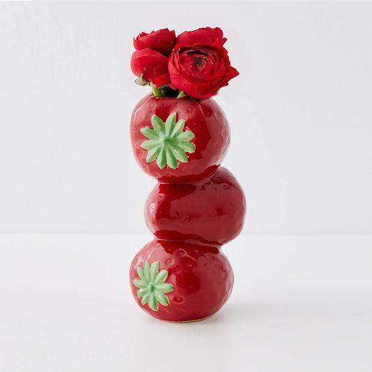 Stacked Strawberry Ceramic Vase