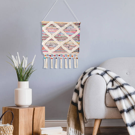 Boho Diamond Tufted Wall Hanging