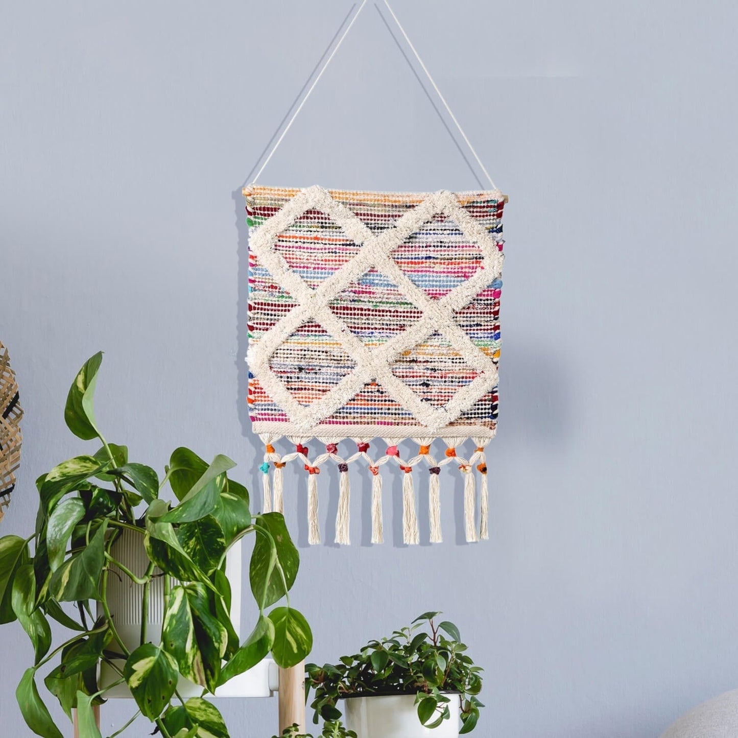 Boho Diamond Tufted Wall Hanging