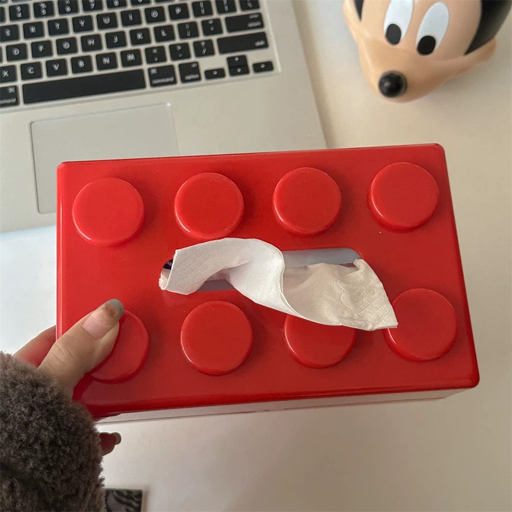 Caja de pañuelos con bloques de construcción creativos