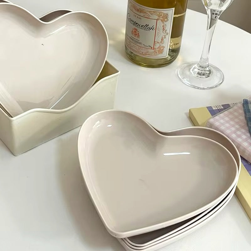 Juego de platos de corazón rosa YP44