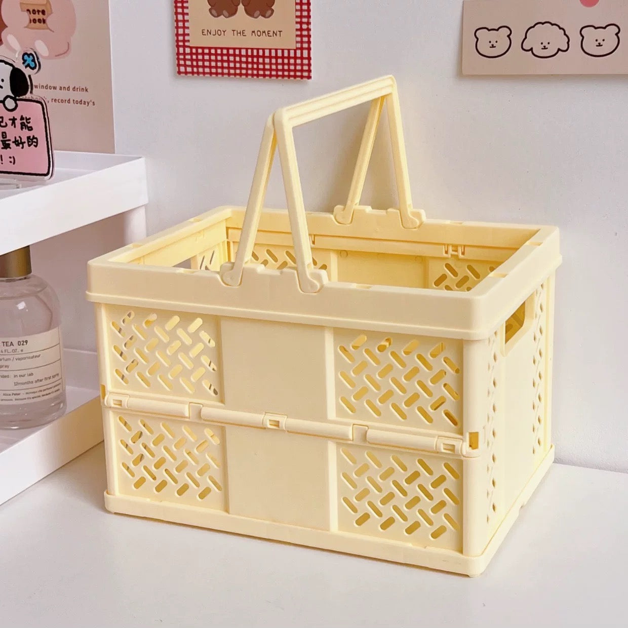 Cesta de almacenamiento plegable en tonos pastel
