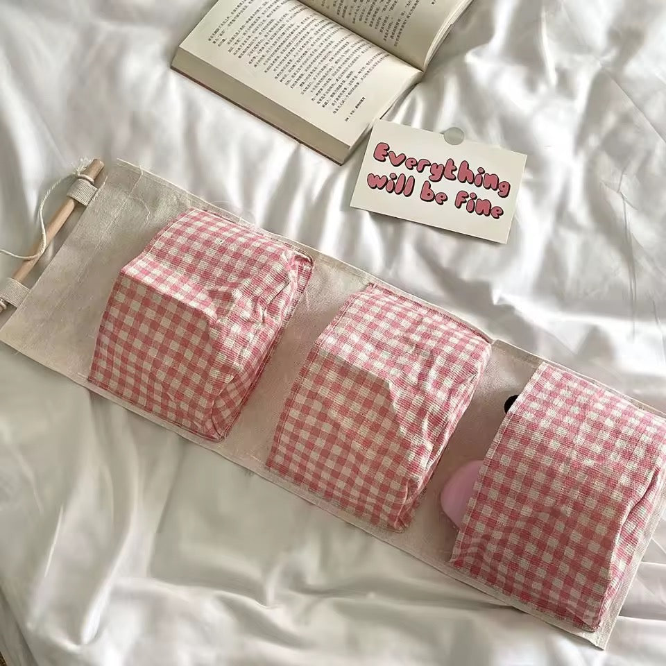 Pink Gingham Wall Organizer