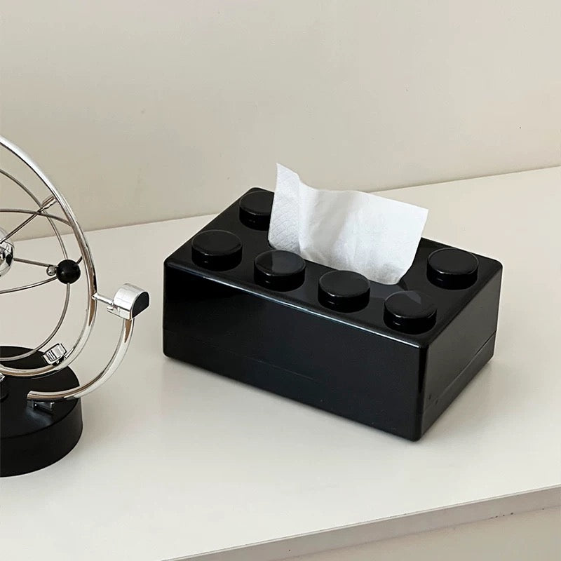Caja de pañuelos con bloques de construcción creativos