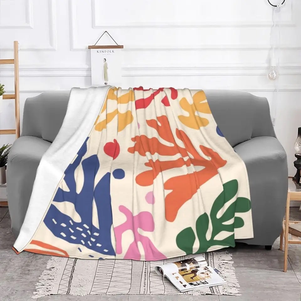 Abstract Flower Print Blanket