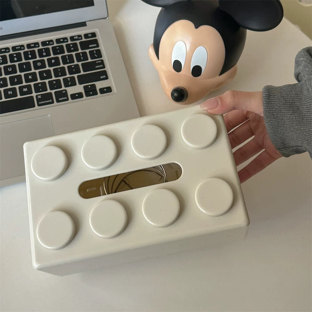 Caja de pañuelos con bloques de construcción creativos