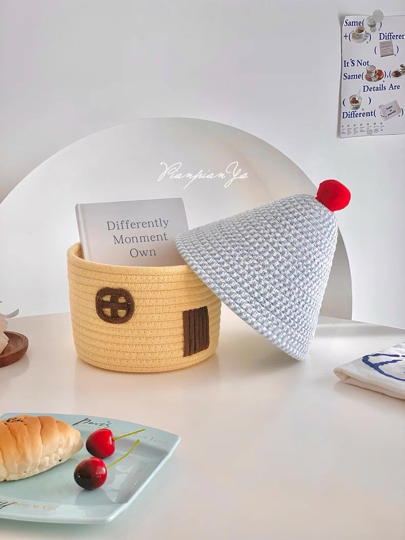 Cesta de almacenamiento con forma de casa kawaii