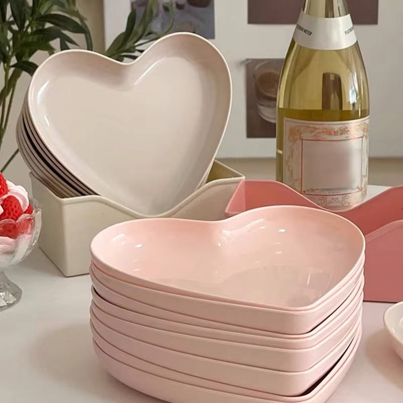 Juego de platos de corazón rosa YP44