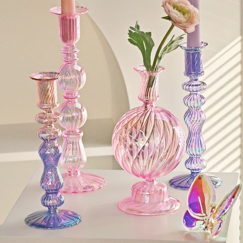 Jarrones de cristal morado