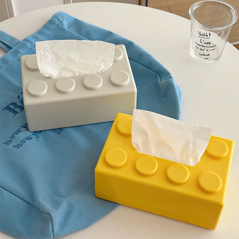 Caja de pañuelos con bloques de construcción creativos