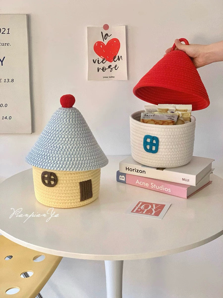 Cesta de almacenamiento con forma de casa kawaii