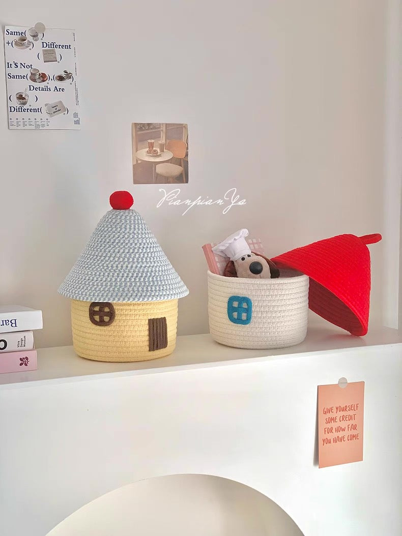 Cesta de almacenamiento con forma de casa kawaii
